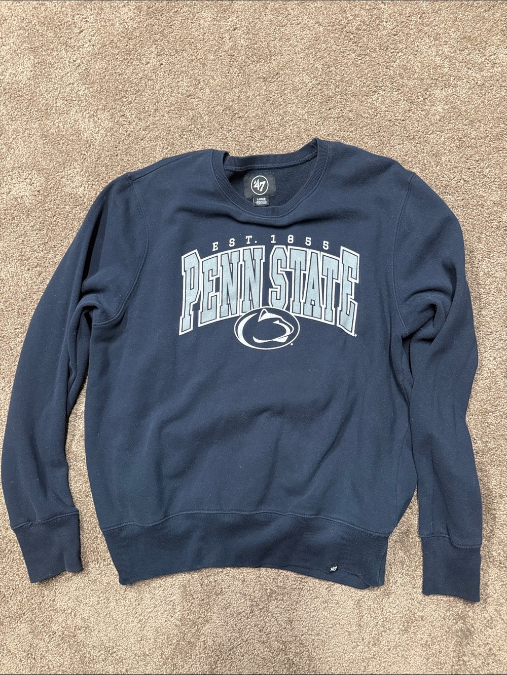 47 Navy Penn State Crewneck Pullover with White/Gray Logo